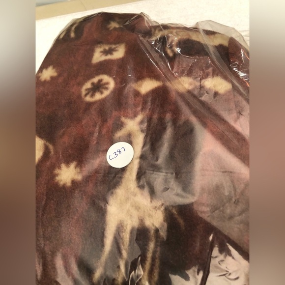 Safari Animal Fleece Teddy Bear Sherpa Jacket Brown Giraffe Elephant Size Large - Picture 14 of 16